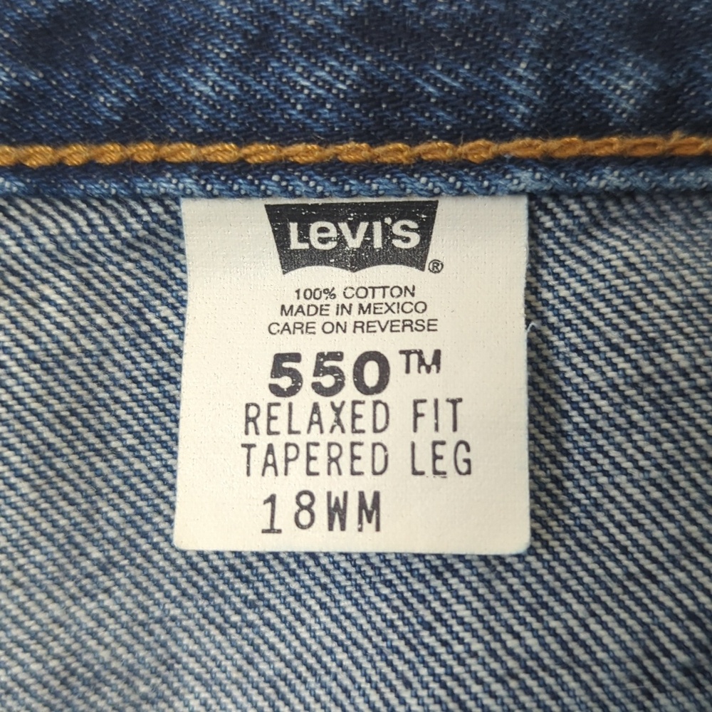 Levi's 90's Vintage 550 Dark Wash High Rise Relaxed Fit Tapered Leg Mom Jeans 18 - Picture 8 of 15
